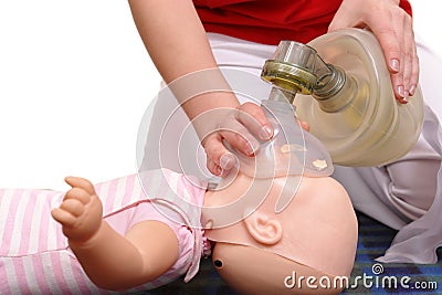 Artifical respiration demonstration Stock Photo