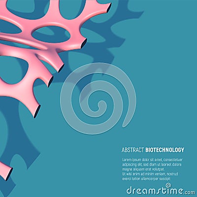 Artificial biologic fiber background with abstract pink mesh on blue backdrop Vector Illustration