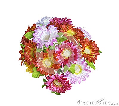 Artificial bouguet flowers isolated Stock Photo