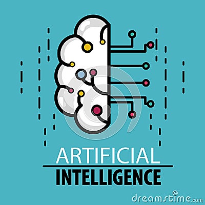 Artificial brain circuits science intelligence Vector Illustration