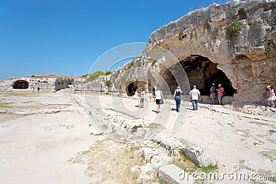 Artificial cave in antique Greek Theater Editorial Stock Photo