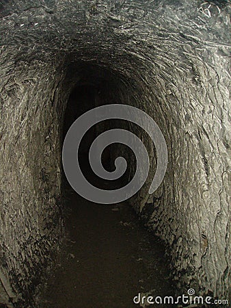 Artificial cave in the chalk mountain, southern Russia. Stock Photo