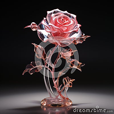Artificial decorative flower, red rose made of glass Stock Photo