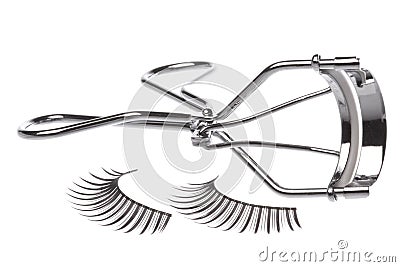 Artificial Eyelashes and Curler Stock Photo
