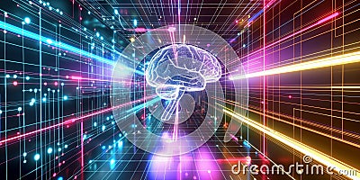 Artificial General Intelligence (AGI) Data Flow - AGI is a hypothetical type of intelligent agent Stock Photo