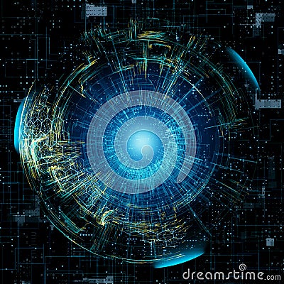 Artificial Inteligence, Cloud Computing, Security And Big Data Stock Photo
