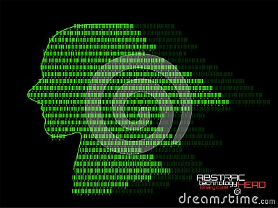 Artificial intelligence. Abstract human head barcode with binary code Stock Photo