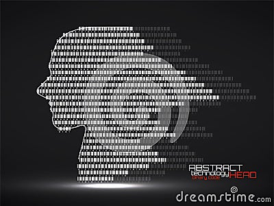 Artificial intelligence. Abstract human head barcode with binary code Stock Photo