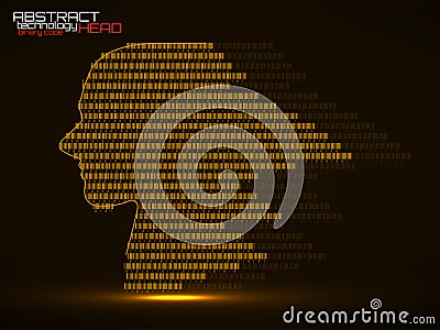 Artificial intelligence. Abstract human head barcode with binary code Vector Illustration