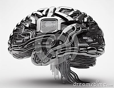 Artificial intelligence, AI agent. Neural network. Artificial brain consisting of microcircuits and chips. Futuristic Stock Photo