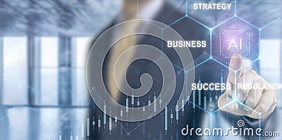 Artificial Intelligence, AI, Automation. Strategy for achieving business success using artificial intelligence. Predictive Stock Photo