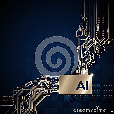 Artificial intelligence, ai. Circuit board background, concept design, space for text. Electronic digital computing technology Vector Illustration