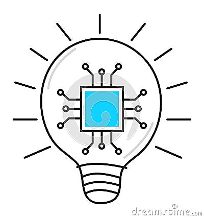 Artificial intelligence AI, including cybernetics, machine learning, robotics icon line vector, AI problem-solving Vector Illustration