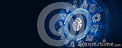Artificial intelligence AI, machine learning and modern computer technologies concepts. Business, Technology, Internet and Stock Photo