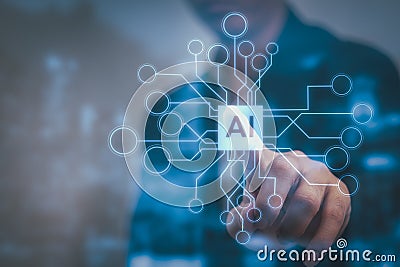 Artificial Intelligence (AI),machine system software, genetic programming data mining technology on virtual.Business professional Stock Photo