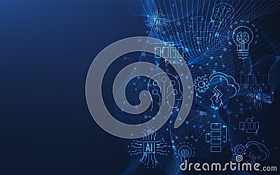 Artificial Intelligence (AI) Molecular structure background concept with ChatGPT, Chatbot, Machine learning. Vector Illustration