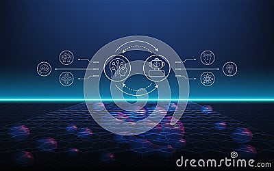 Artificial Intelligence (AI) Molecular structure background concept with ChatGPT, Machine learning. Vector Illustration Vector Illustration