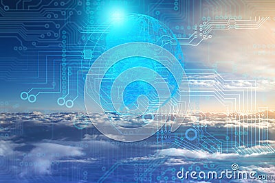 Artificial intelligence as an infinite cosmos is incomprehensible and not reachable, but evolving and improving. Man creates his Stock Photo
