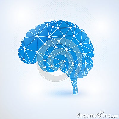 Artificial intelligence brain concept with Binary Digits Vector Illustration
