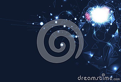 Artificial intelligence, Brain robot control, digital futuristics, nerve network with circuit perspective abstract background Vector Illustration