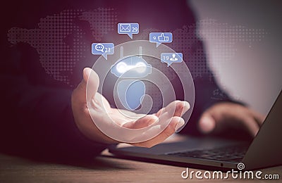 artificial intelligence chatbots to provide feedback and help them find the information they need. AI-powered interactive Stock Photo