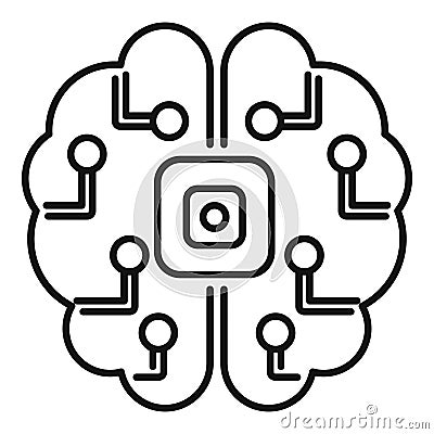Artificial intelligence chip processing data inside brain Stock Photo