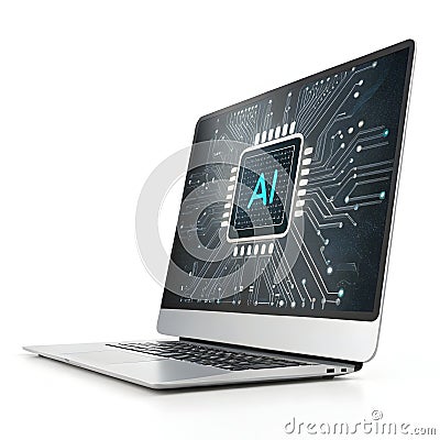 Artificial intelligence computer icon 3D render isolated on white background Stock Photo
