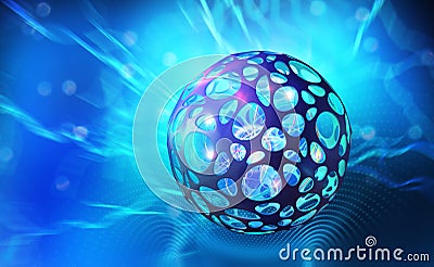 Artificial Intelligence. Computer mind. Quantum processor abstract concept 3d illustration Cartoon Illustration