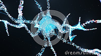 Artificial intelligence concept. AI neuron. Artificial neural network technology science. Neuron of interconnected Cartoon Illustration