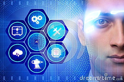 The artificial intelligence concept with businessman Stock Photo