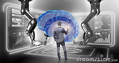 The artificial intelligence concept with businessman Stock Photo