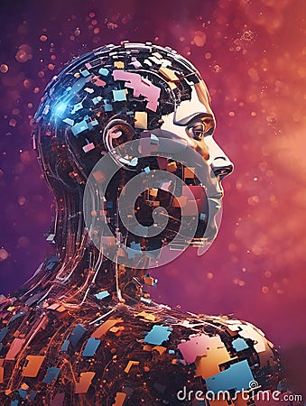 Artificial intelligence concept. Computer code is doing the work meant for human brains. AI generated image Stock Photo