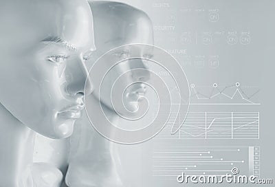 Artificial intelligence concept - diagrams and graphs Stock Photo