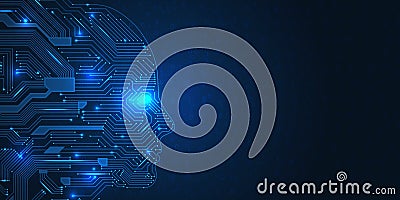 Artificial intelligence concept. Robot face, digital ai science machine background. Technology futuristic wireframe Vector Illustration