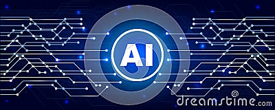 Artificial intelligence concept. Virtual technology web background. Machine learning and cyber mind domination concept Vector Illustration