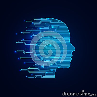 Artificial intelligence concept. Virtual technology web background. Machine learning and cyber mind domination concept Vector Illustration