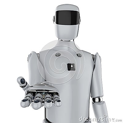 Artificial intelligence cyborg or robot open hand Stock Photo