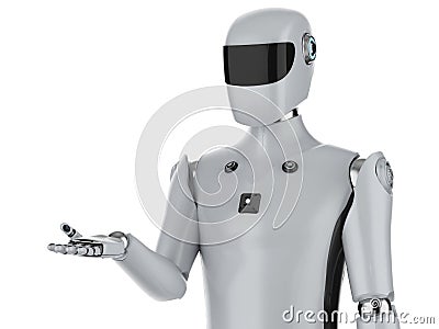 Artificial intelligence cyborg or robot open hand Stock Photo