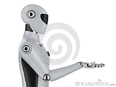 Artificial intelligence cyborg or robot open hand Stock Photo