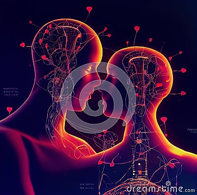 Artificial intelligence depicts awareness of love, emotion and understanding. Abstract design background. Generative Ai Stock Photo