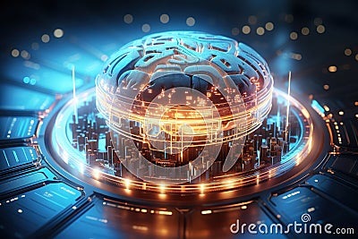 Artificial intelligence, development of automated computer work, online virtual assistant, chat, future technologies Stock Photo