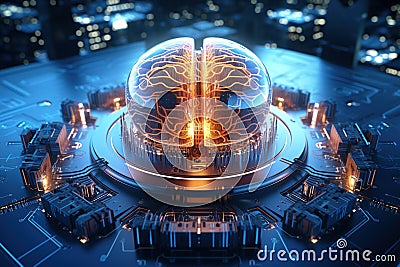 Artificial intelligence, development of automated computer work, online virtual assistant, chat, future technologies Stock Photo