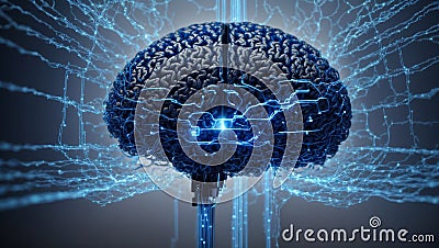 Artificial Intelligence digital Brain future technology. Futuristic Innovative technology in science concept. Generative Ai Stock Photo