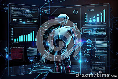 Artificial intelligence facial recognition, created by a neural network Generative AI Illustration Stock Photo