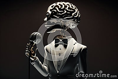 Artificial intelligence in the form of a human brain created with Generative AI technology Stock Photo