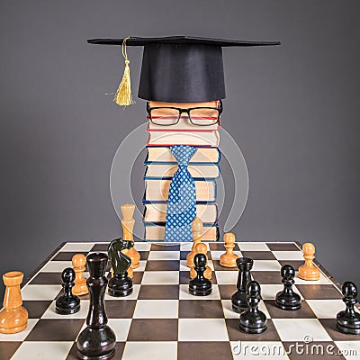 Artificial Intelligence funny education concept with chess Stock Photo