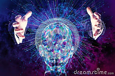 Artificial intelligence and futuristic concept Stock Photo