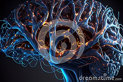 Artificial Intelligence Futuristic Neurolink Connectors created with Generative Ai Stock Photo