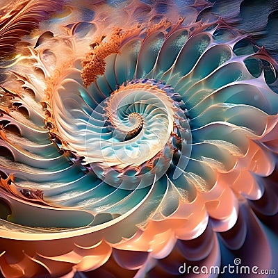 image of the multiple quantum entanglements within a fractal wave pattern. Stock Photo