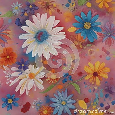 painting image of the majestic,ornate,acrylic,exploding prisms of vibrant dynamic colors of springtime. Stock Photo